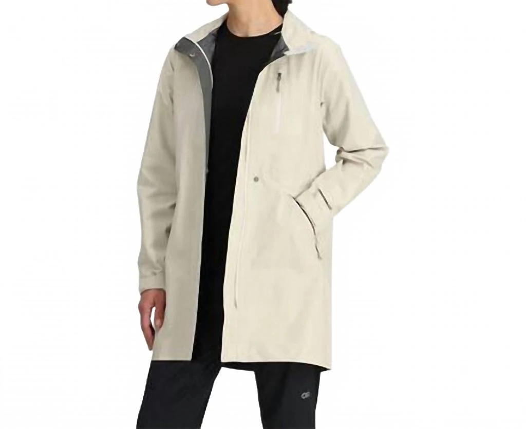 Outdoor Research Aspire 3L Trench Raincoat Jacket In Oyster