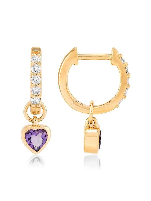 Saks Fifth Avenue 14K Yellow Gold, Amethyst & Diamond Drop Earrings 2