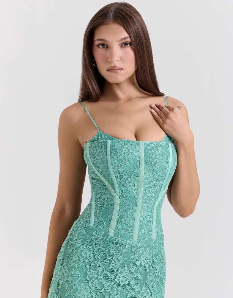 House of CB House of CB Antonina lace corset maxi dress in jade 3