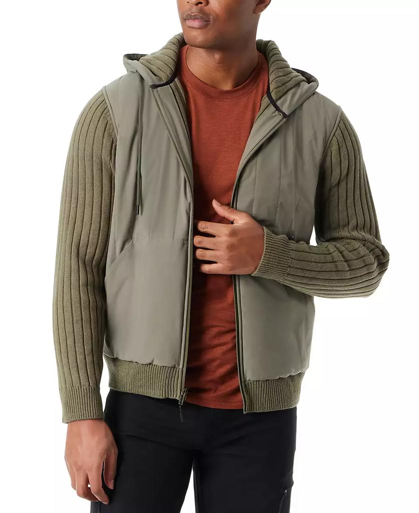 BASS OUTDOOR Men's Mixed Media Zip-Front Hooded Sweater Jacket