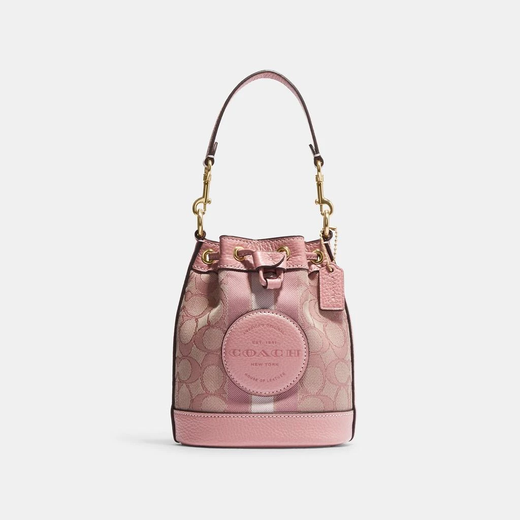 Coach Coach Outlet Mini Dempsey Bucket Bag In Signature Jacquard With Stripe And Coach Patch 9