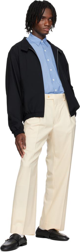 Shop Off-White Super Fine Tropical Wool Two-Tuck Trousers on Sale