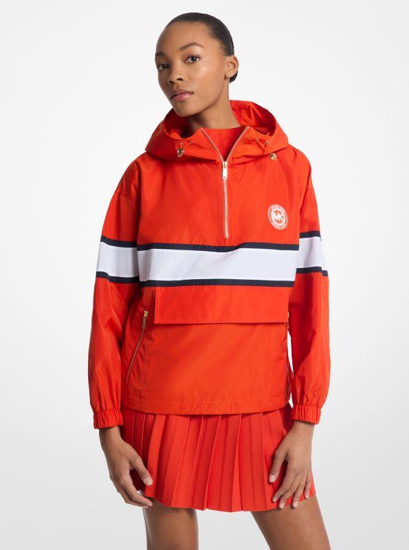 Michael Kors Striped Ciré Half-Zip Jacket