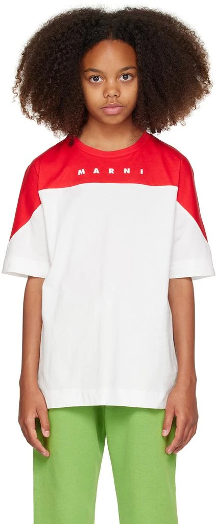 Marni Kids Red & White Two-Tone T-Shirt 1