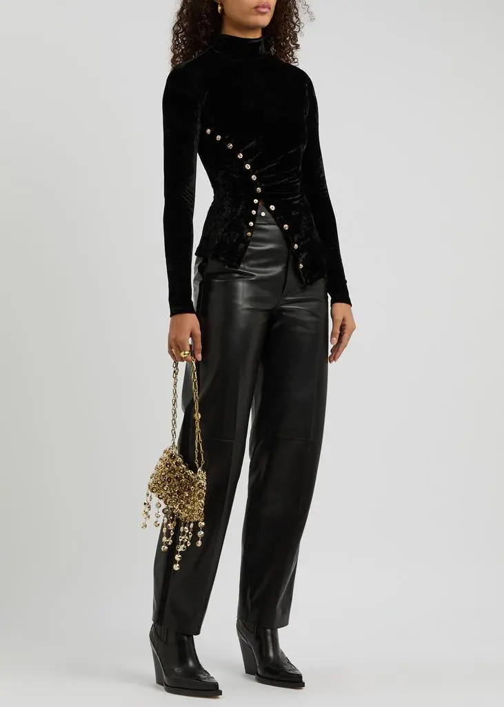 RABANNE Crystal-embellished velvet top 4