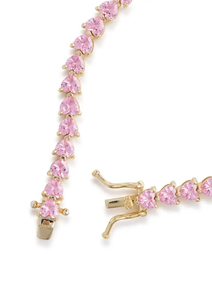 Kenneth Jay Lane Heart crystal-embellished tennis bracelet  4