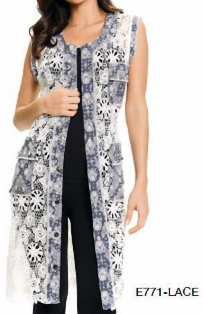 Adore Lace And Denim Long Vest 1