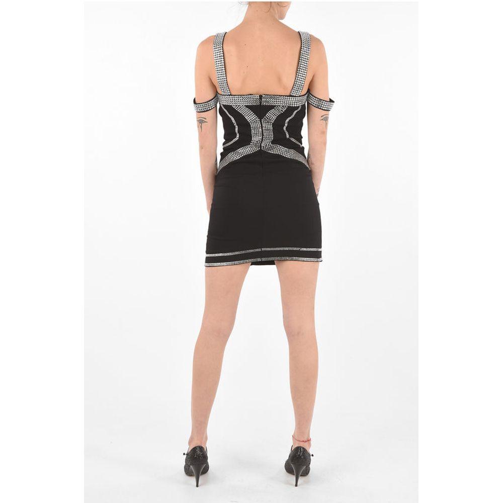 Philipp Plein Philipp Plein Cold Shoulder Mini Dress with Jewel Women's Applications