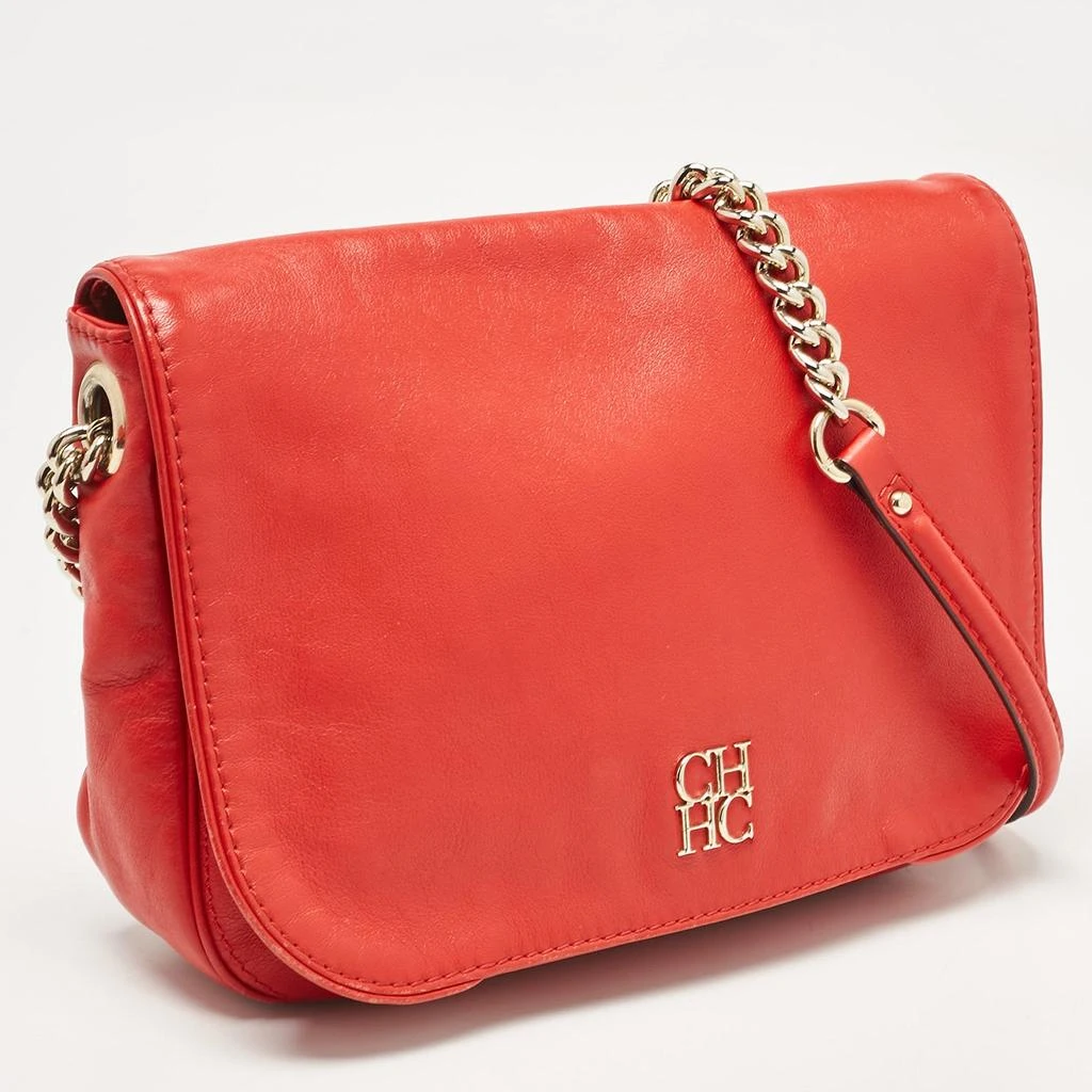 Carolina Herrera  Red Leather Flap Chain Shoulder Bag 2