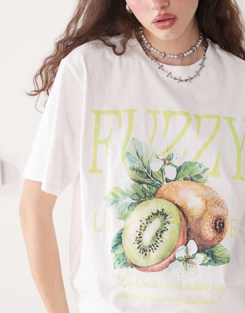 Monki Monki oversized graphic t-shirt in floral fruit print