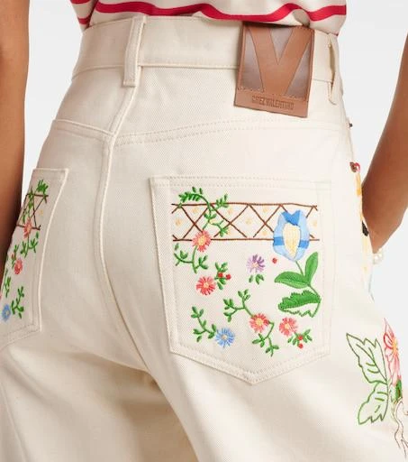 Valentino High-rise floral embroidered straight jeans 6