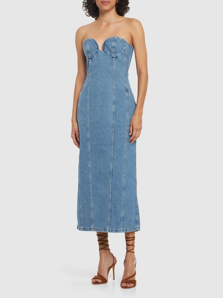 MAGDA BUTRYM Cotton Denim Bustier Midi Dress 1