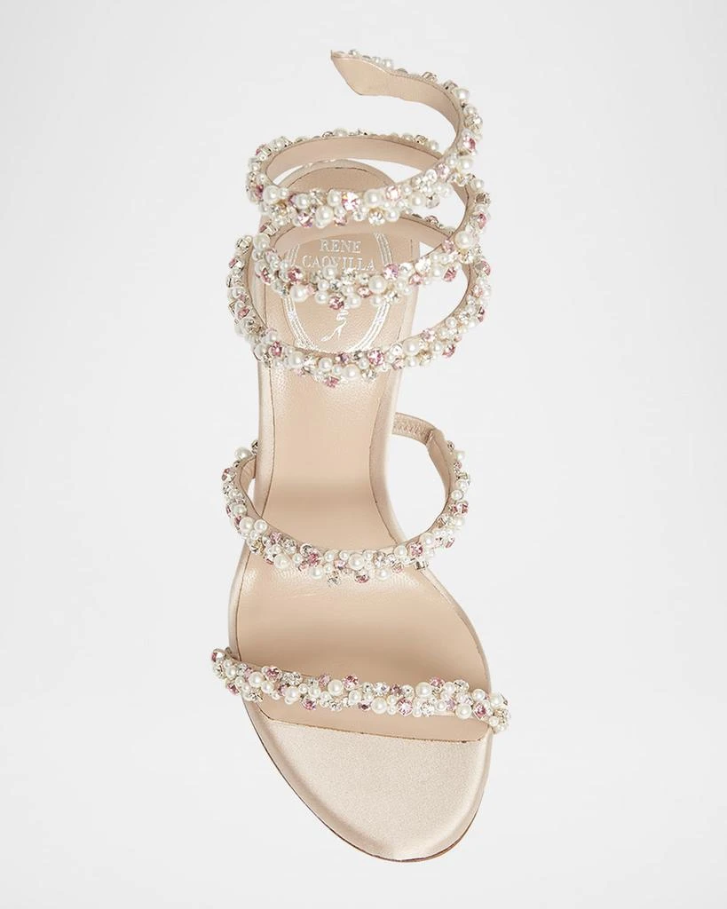 Rene Caovilla Cleo Pearly Crystal Snake-Wrap Sandals 3