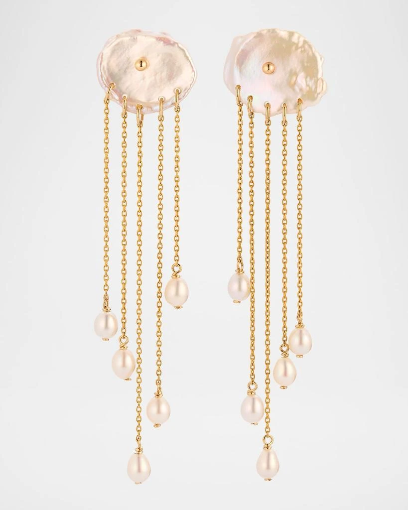 POPPY FINCH 14K Yellow Gold Petal Pearl Dangle Earrings 1