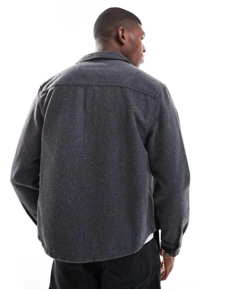 ASOS ASOS DESIGN boxy overshirt in brushed texture with badge detail 4