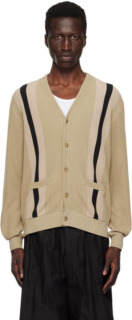 BEAMS PLUS Beige Stripe Cardigan