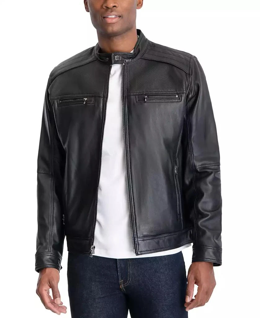 Michael Kors Michael Kors Men's Perforated Leather Moto Jacket, Created for Macy's 1