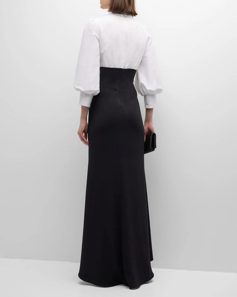 Badgley Mischka Blouson-Sleeve Shirt Gown 4