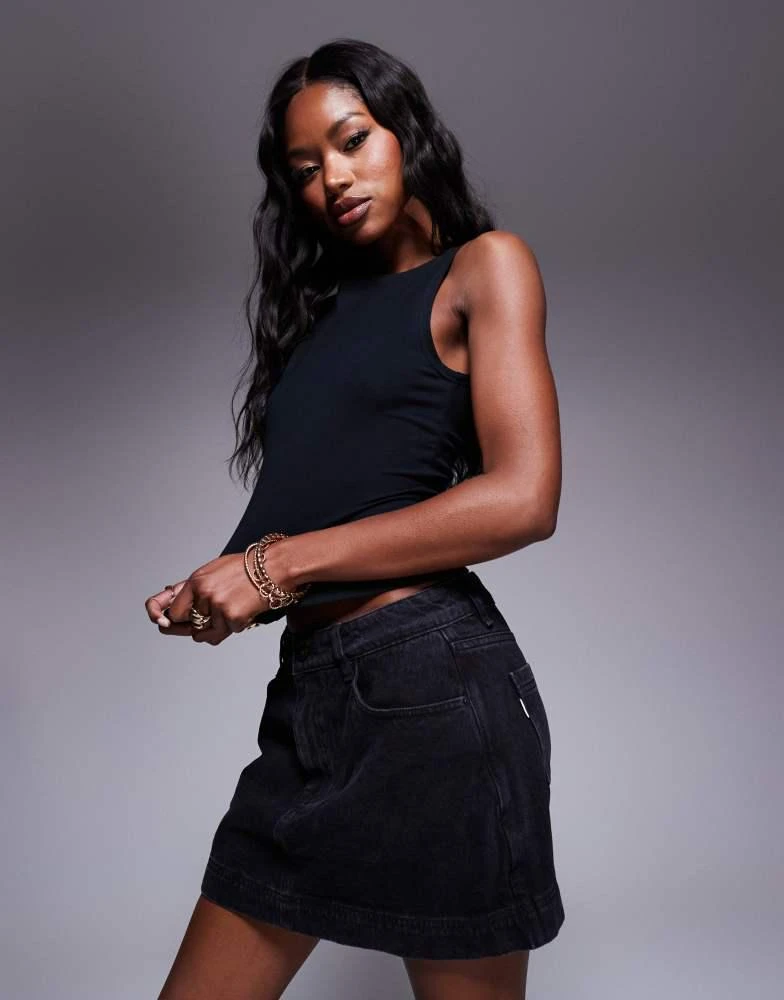 Princess Polly Princess Polly denim skort in washed black 4