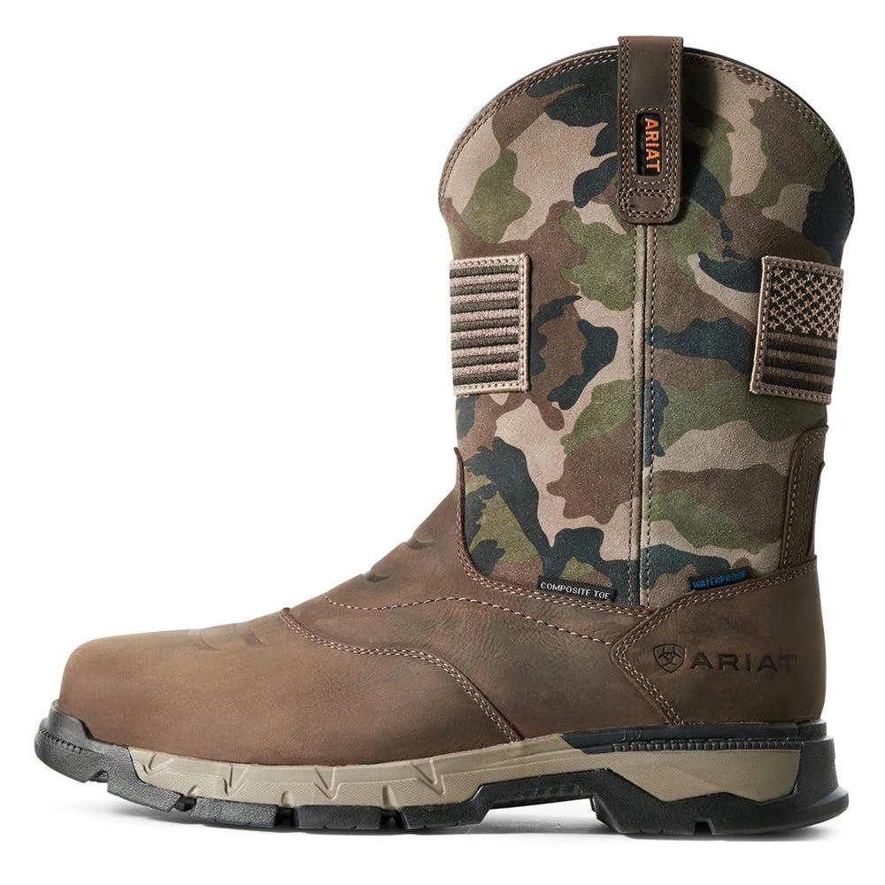 Ariat Rebar Flex Patriot Camo Waterproof Composite Toe Pull On Work Boots 3