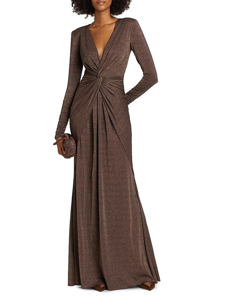 Chiara Boni Hajar Metallic Jersey Twist-Front Gown 2