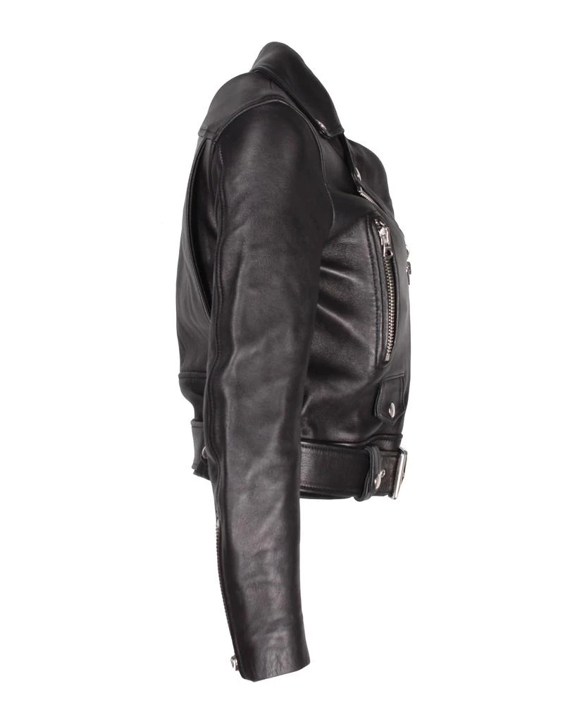 Shop Mock Biker Jacket in Black Leather on Sale at BeyondStyle