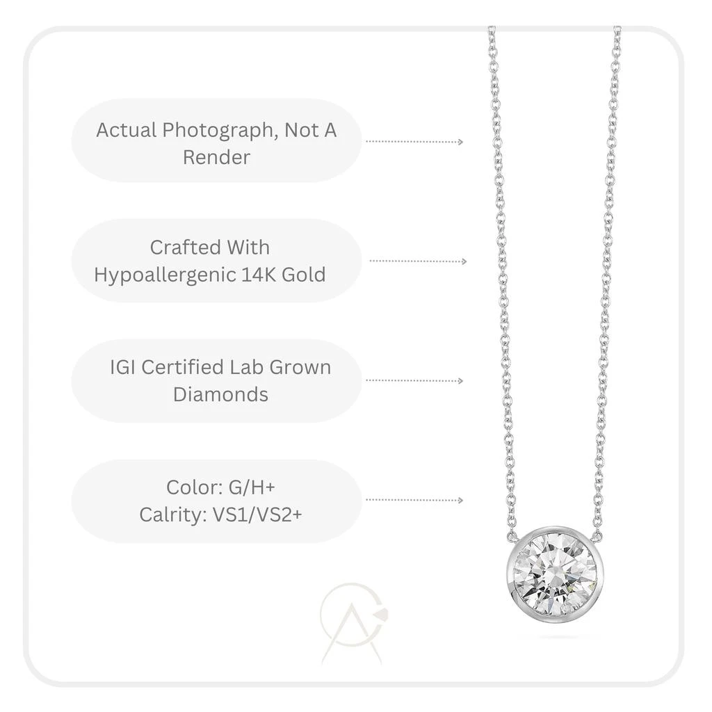 Brilliant Carbon IGI Certified 0.50 Ct. Tw. Lab Grown Diamond Solitaire Pendant Necklace in 14K White Gold 2