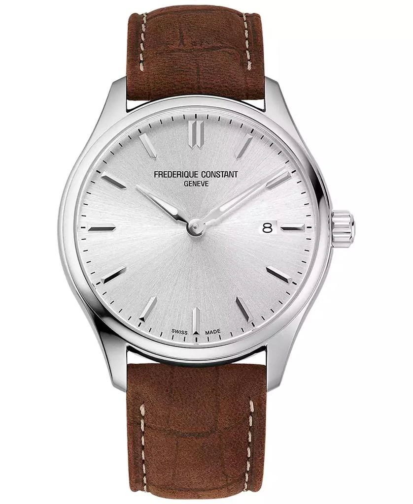 Frederique Constant Men's Swiss Classics Brown Leather Strap Watch 40mm 1