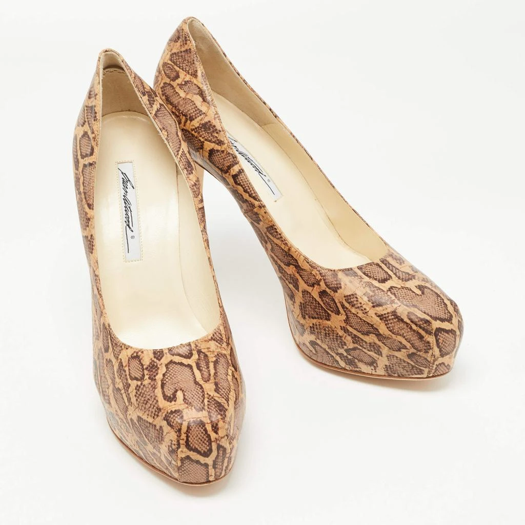 Brian Atwood Brian Atwood Brown/Beige Cork Print Platform Pumps Size 41 4
