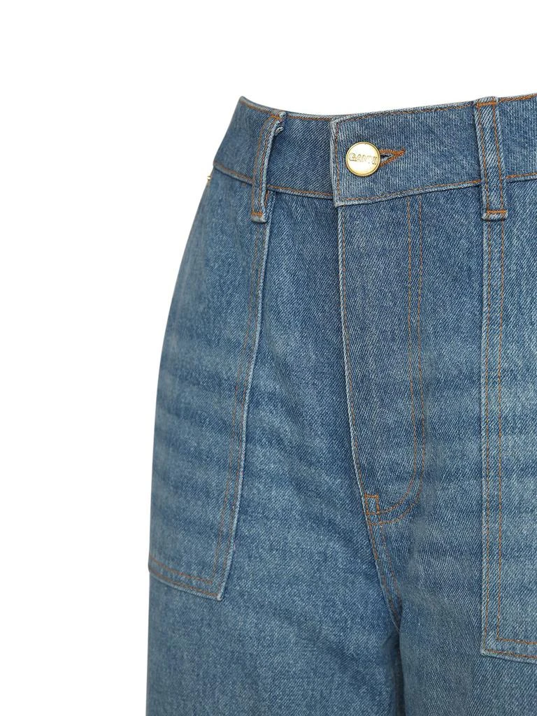 Ganni High Rise Cotton Denim Cargo Jeans 3