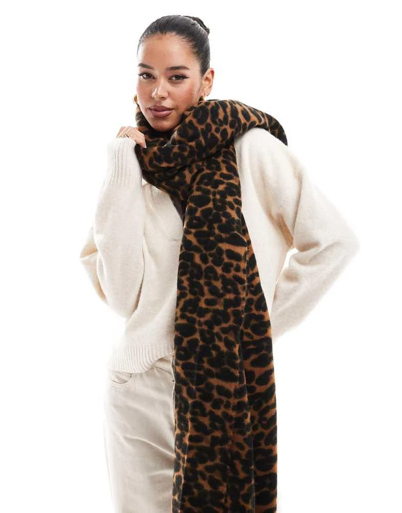 ASOS ASOS DESIGN woven scarf with leopard design 1