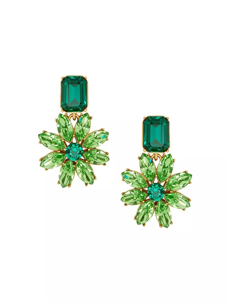 Oscar de la Renta Goldtone & Glass Crystal Daisy Clip-On Drop Earrings 1