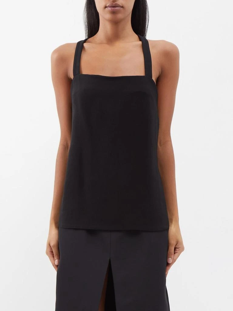 Khaite Axell crossover-straps backless crepe top 1