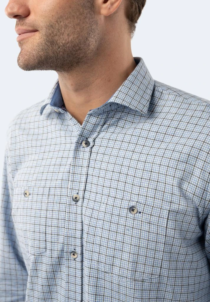 American Heritage Baby Blue Houndstooth Plaid Shirt 4