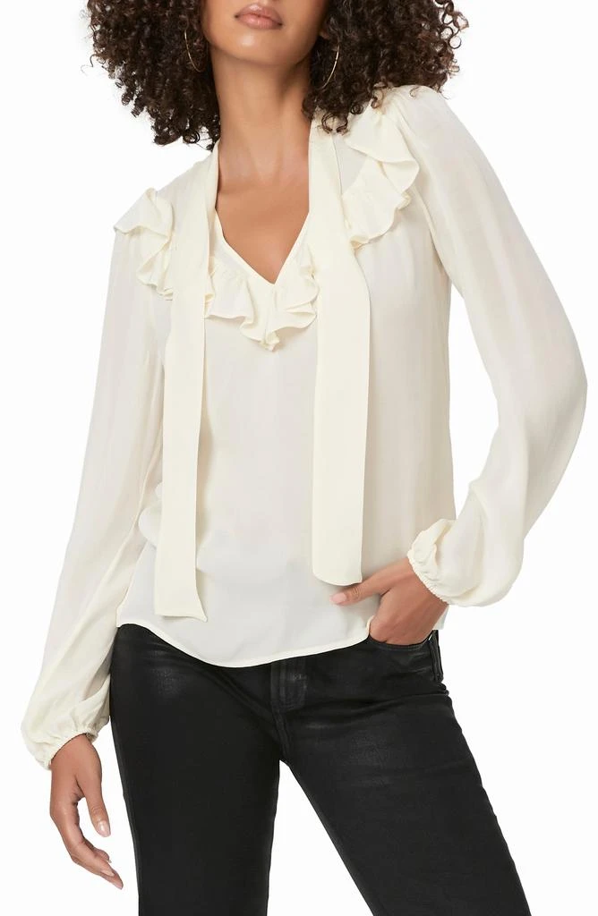 Paige Katya Ruffle Tie Neck Silk Top 1