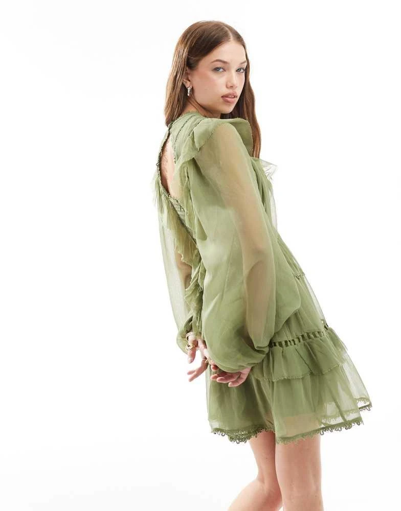 asos design mini dress with long sleeve and circle trim Sequin ASOS Dress Trim-Green For Women This dress features a Color:Solid Grey long sleeve short black dress Multicolored NWT Gap Gauze Black