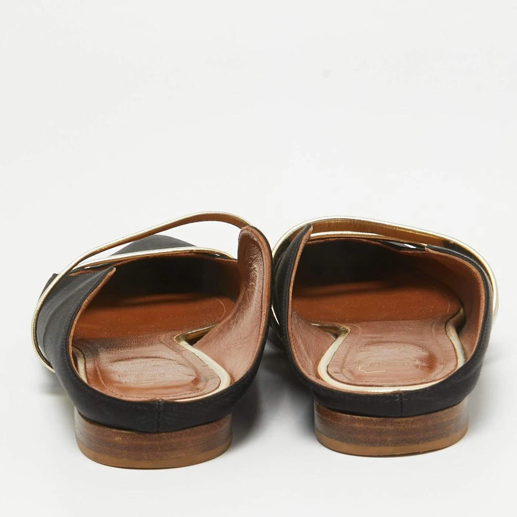Malone Souliers Malone Souliers Black/Gold Satin and Leather Maureen Flat Mules Size 38 5