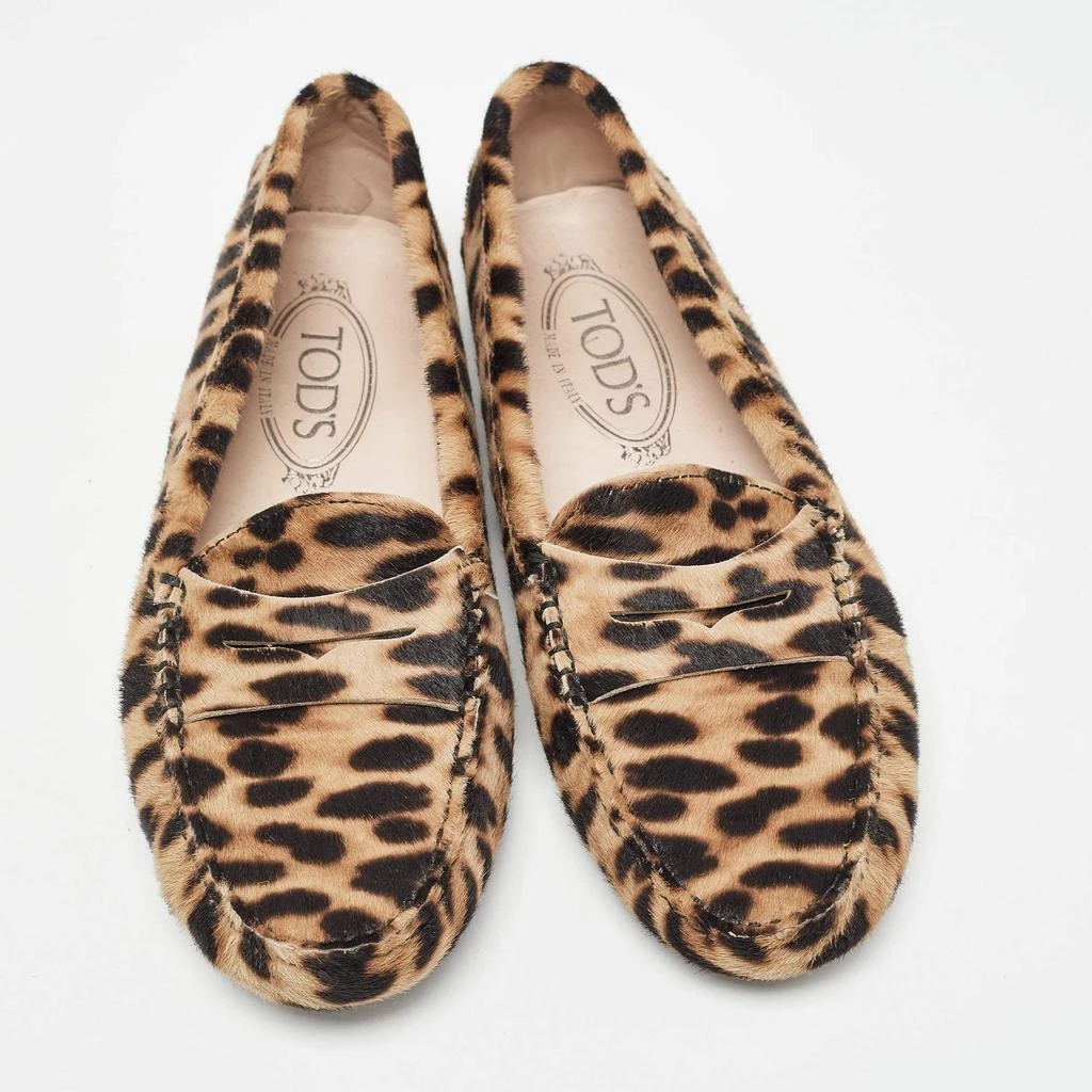 Tod's Tod's Brown/Beige Animal Print Calf Hair Penny Loafers Size 36 3