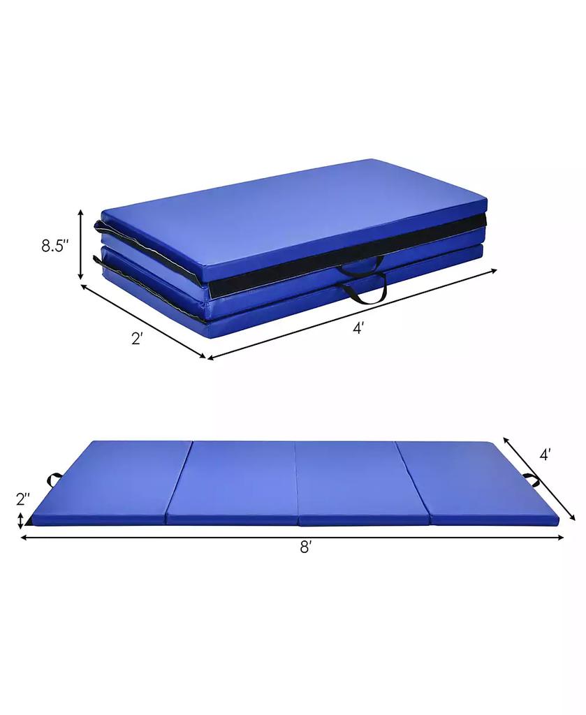 Costway 4' x 8' x 2'' Folding Gymnastics Mat Four Panels