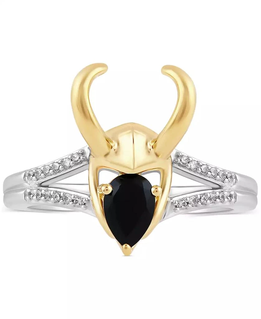 Macy's Marvel Onyx & Diamond (1/20 ct. t.w.) Loki Ring in Sterling Silver & Gold-Plate 4