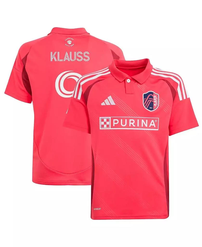 Adidas Big Boys and Girls Joao Klauss Red St. Louis City SC 2025 Forever CITY Red Replica Player Jersey 1