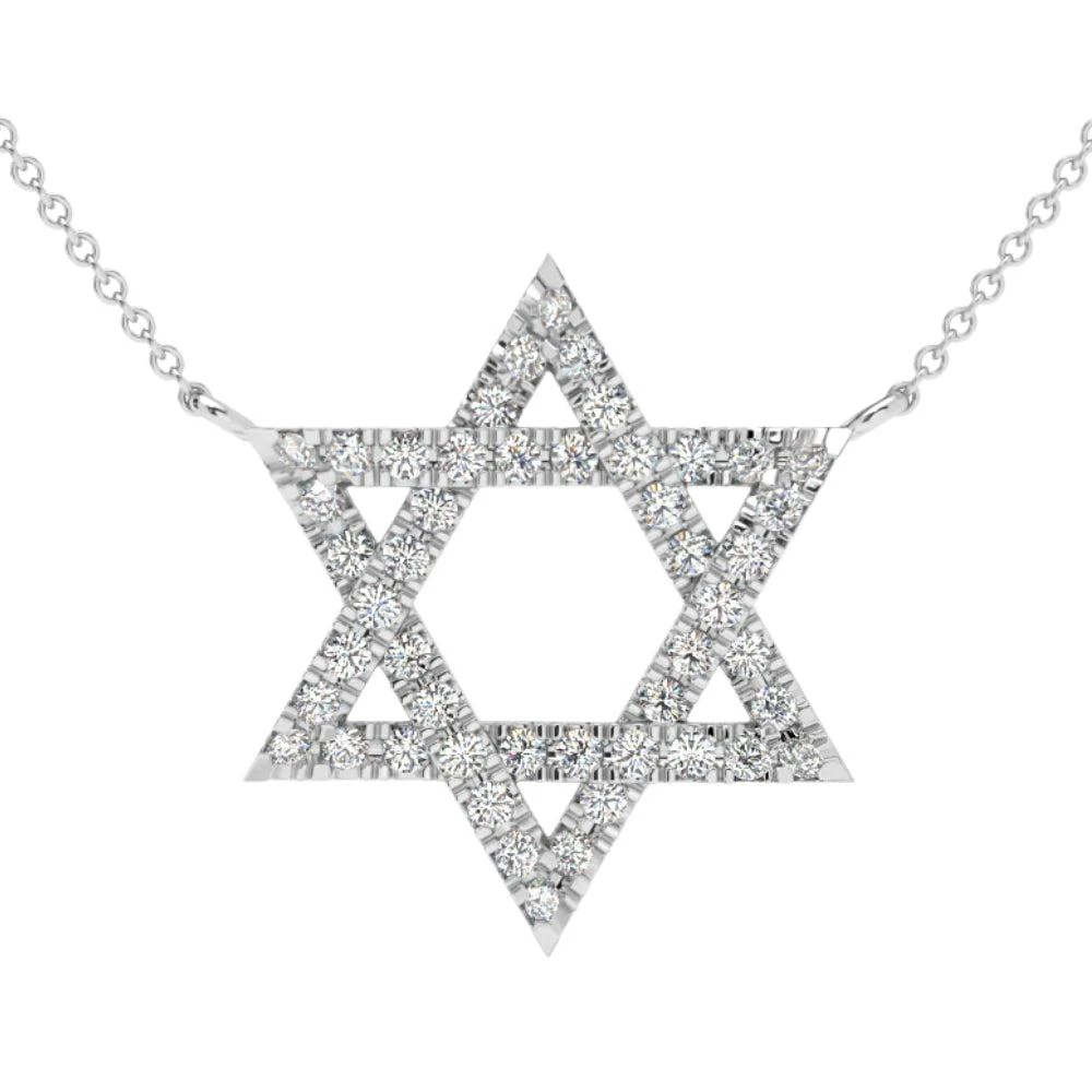 Pompeii3 1Ct TW Diamond Jewish Star Pendant 14k Gold Lab Grown Necklace 1" Tall 3