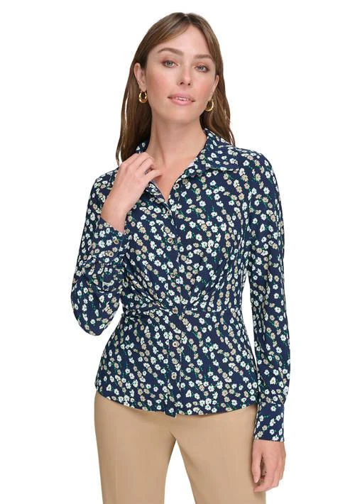 Tommy Hilfiger Hilfiger Women S Ditsy Floral Button Down Knit Top 1