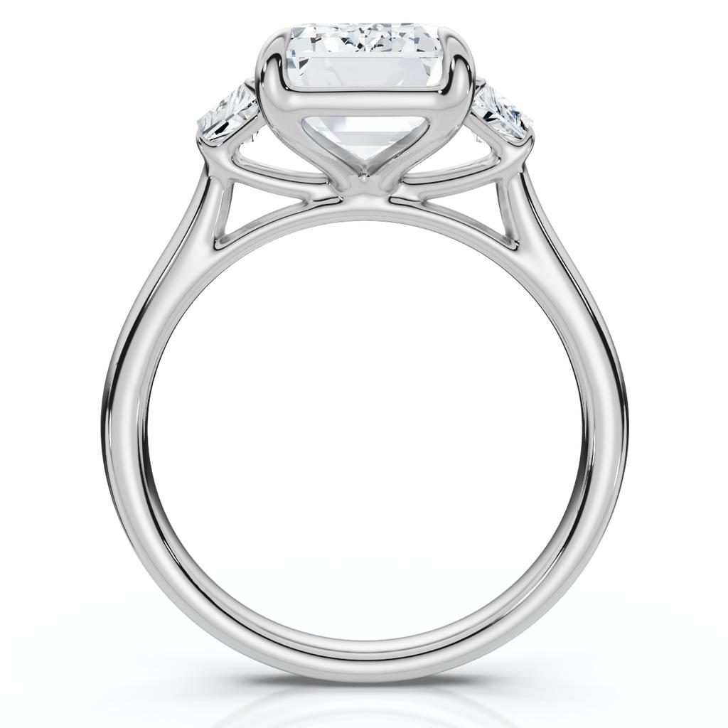 Pompeii3 Certified 3 1/2Ct Emerald Cut & Baguette Engagement Ring 14k Gold/Pt Lab Grown