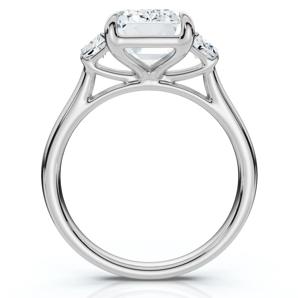 Pompeii3 Certified 3 1/2Ct Emerald Cut & Baguette Engagement Ring 14k Gold/Pt Lab Grown 2