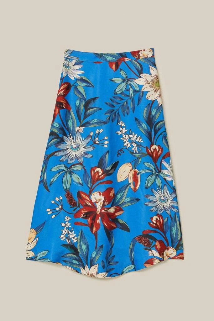 Farm Rio Surreal Flowers Midi Skirt In Blue 4