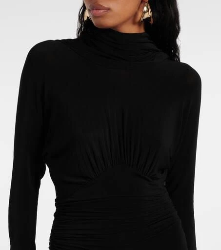 Yves Saint Laurent Gathered jersey midi dress 4