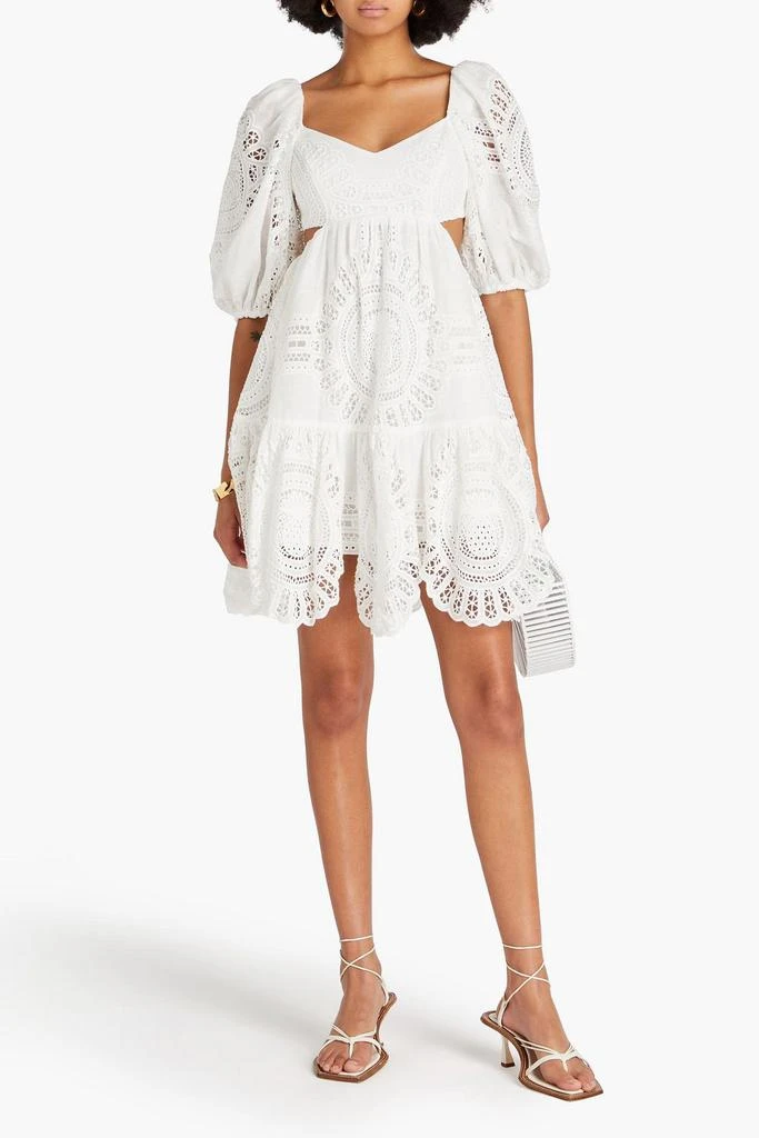 Zimmermann Cutout broderie anglaise linen mini dress 2
