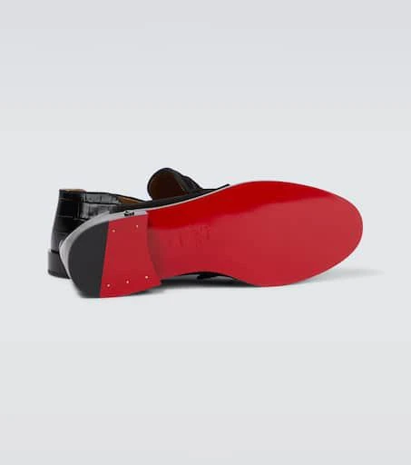 Christian Louboutin Penny No Back suede and croc-effect loafers 7