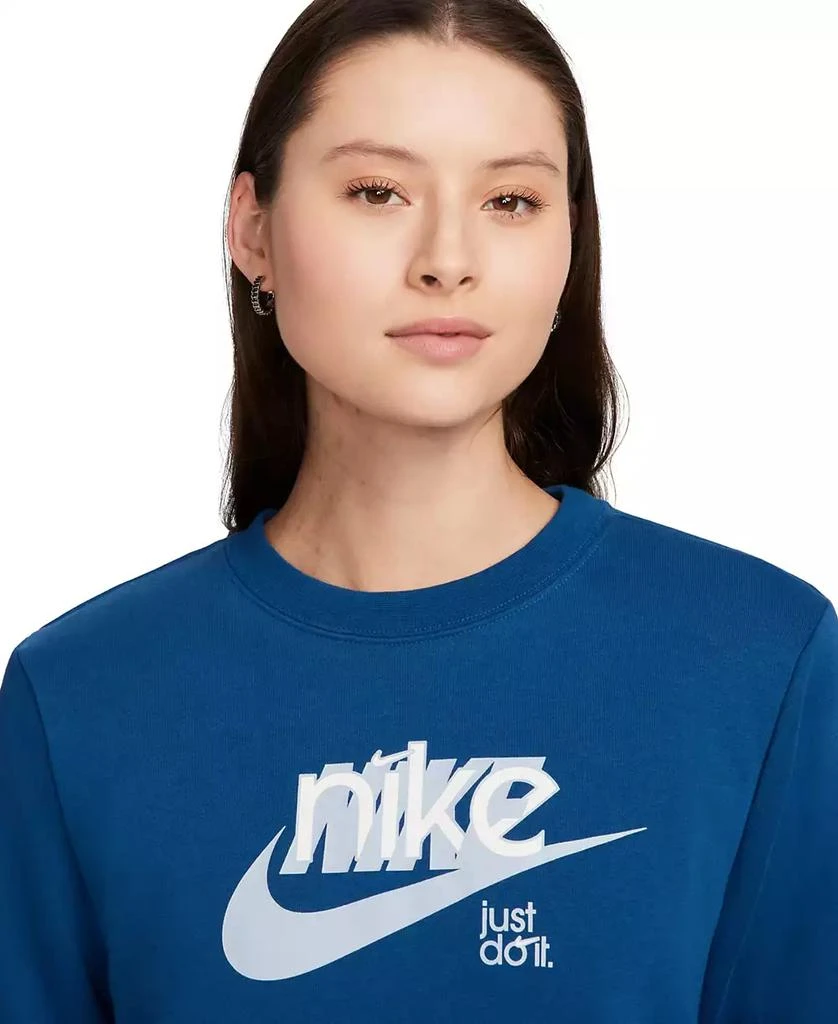 NIKE Women's Sportswear Club French Terry Graphic Crewneck Fleece Sweatshirt 3